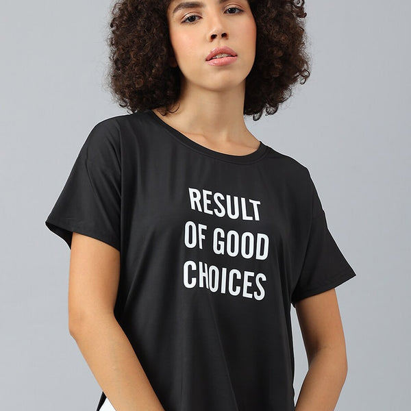 MKH Women Typography Printed Dri-FIT Sports T-shirt - Distacart