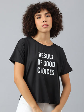 MKH Women Typography Printed Dri-FIT Sports T-shirt - Distacart