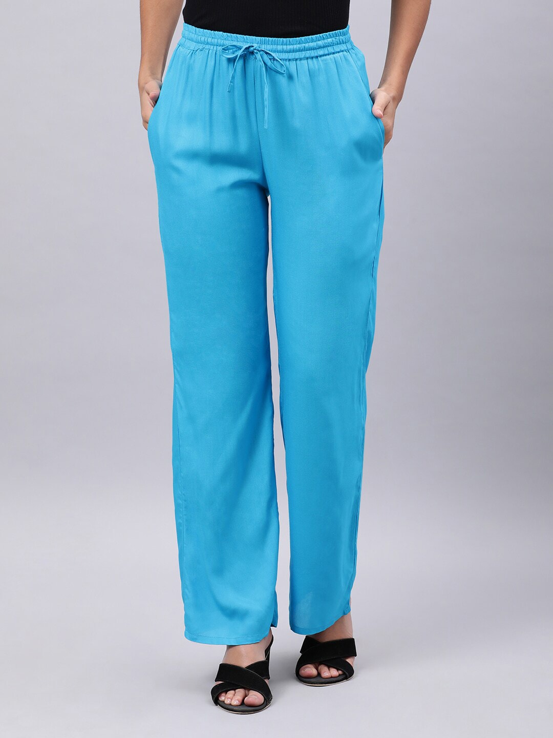 Souchii Blue Liva Ethnic Palazzos - Distacart