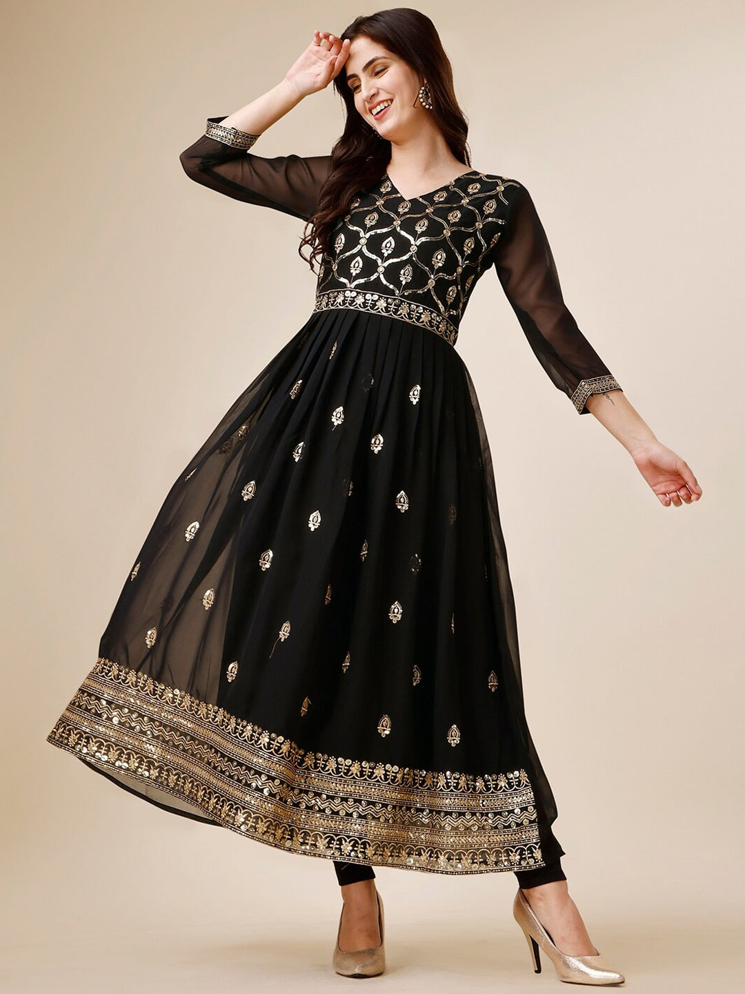 Kalini Ethnic Motifs Embroidered Georgette Kurta - Distacart