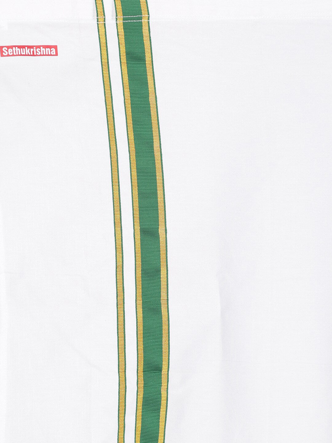 Sethukrishna Boys White & Green Pure Cotton Solid Shirt and Veshti Set - Distacart