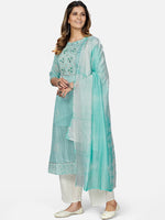 Thumbnail for Kalini Batik Print Straight Chanderi Stitched Kurta With Dupatta - Distacart