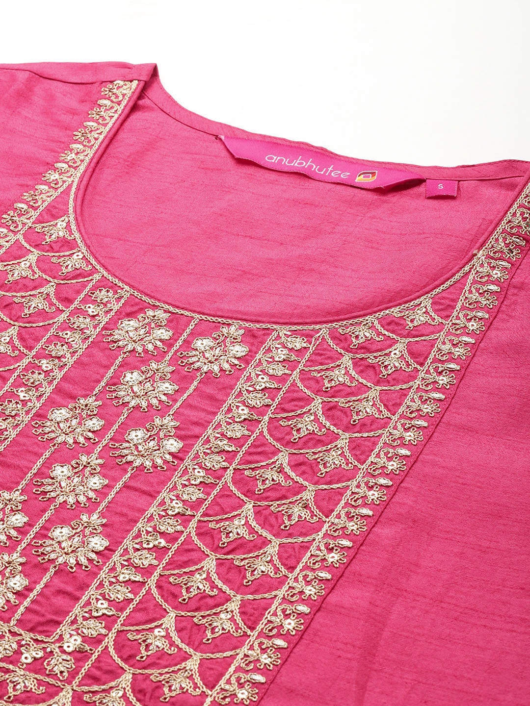 Anubhutee Ethnic Motifs Embroidered Zari Regular Kurta With Trousers & Dupatta - Distacart