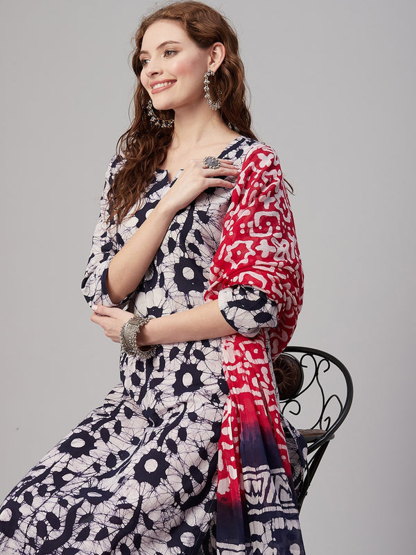 Kalini Floral Printed Regular Kurta with Trousers & With Dupatta - Distacart