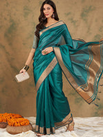 Thumbnail for Sangria Organza Zari Kanjeevaram Saree - Distacart