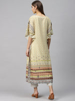 Thumbnail for Biba Women Yellow & Navy Blue Printed Kaftan Kurta - Distacart