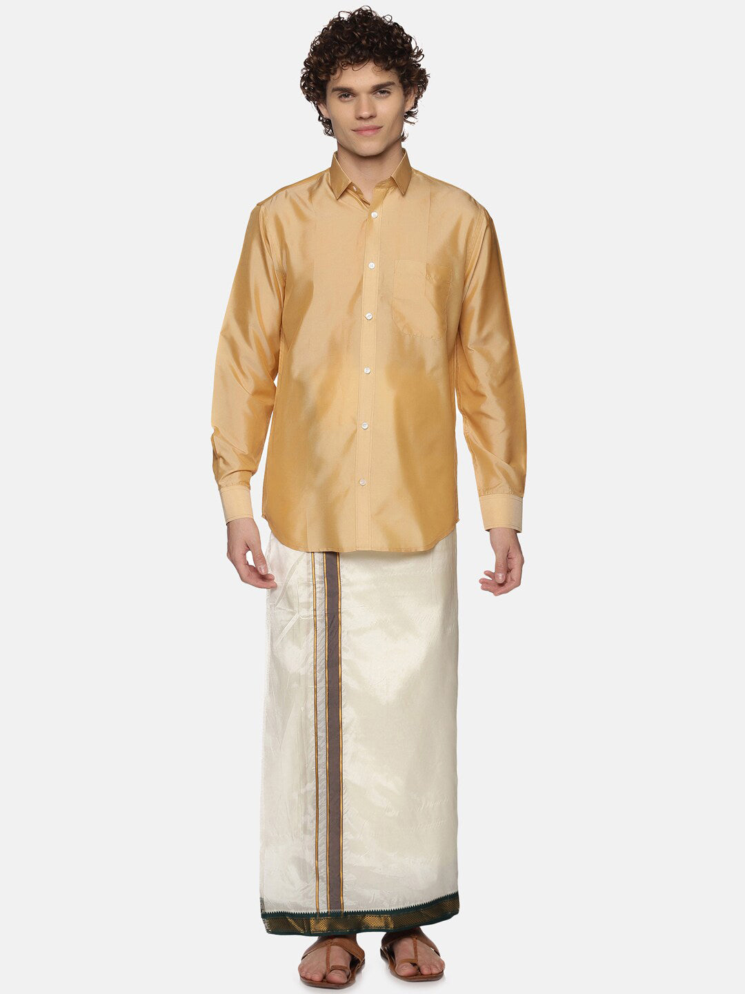 Sethukrishna Men Off White Solid Art Silk Dhotis - Distacart