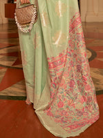 Thumbnail for Mitera Floral Woven Design Zari Pure Silk Saree - Distacart
