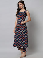 Thumbnail for Kalini Women Blue Floral Printed Viscose Rayon Kurta with Trousers - Distacart