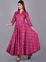 Thumbnail for Kalini Women Magenta & Gold-Toned Ethnic Motifs Printed Anarkali Kurta - Distacart