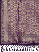 Thumbnail for Mitera Ethnic Motifs Zari Silk Blend Banarasi Saree - Distacart