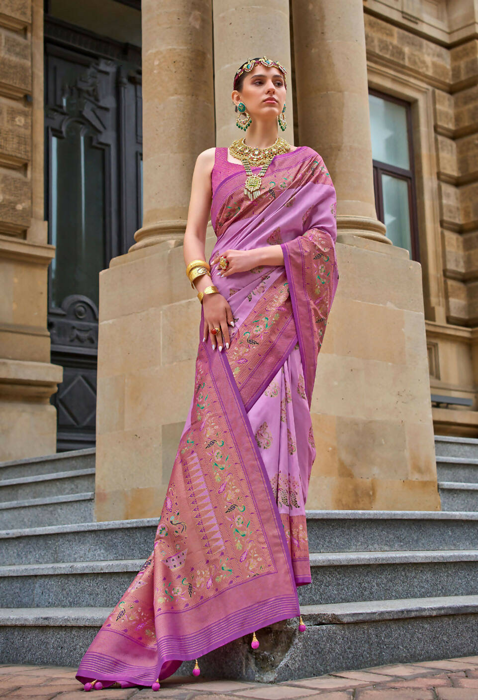 Sugar Plum Purple Superior V.P.Silk Woven Printed Patola Silk Saree - Rewaa Milano - Distacart