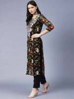 Thumbnail for Kalini Women Floral Printed Georgette Chikankari Embroidery Kurti - Distacart