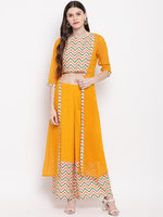 Thumbnail for Janasya Yellow & Pink Solid Top with Kurta & Palazzos - Distacart