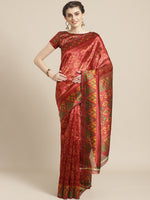 Thumbnail for Saree Mall Rust Red & Mustard Yellow Printed Saree - Distacart