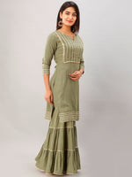 Thumbnail for Kalini Women Green Kurta with Sharara - Distacart