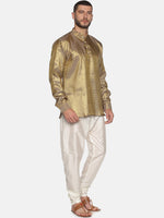 Thumbnail for Sethukrishna Men Gold-Toned Ethnic Motifs Kurta with Pyjamas - Distacart