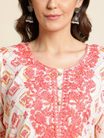 Thumbnail for Red Poly Rayon Aztec Printed Straight Fit Kurta - Prasuti - Distacart
