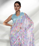 Thumbnail for Blue Georgette Sequence Embroidery Saree With Unstitched Blouse Piece - Rajal - Distacart
