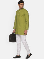 Thumbnail for Sethukrishna Green Pure Cotton Kurta with Pyjamas For Men - Distacart