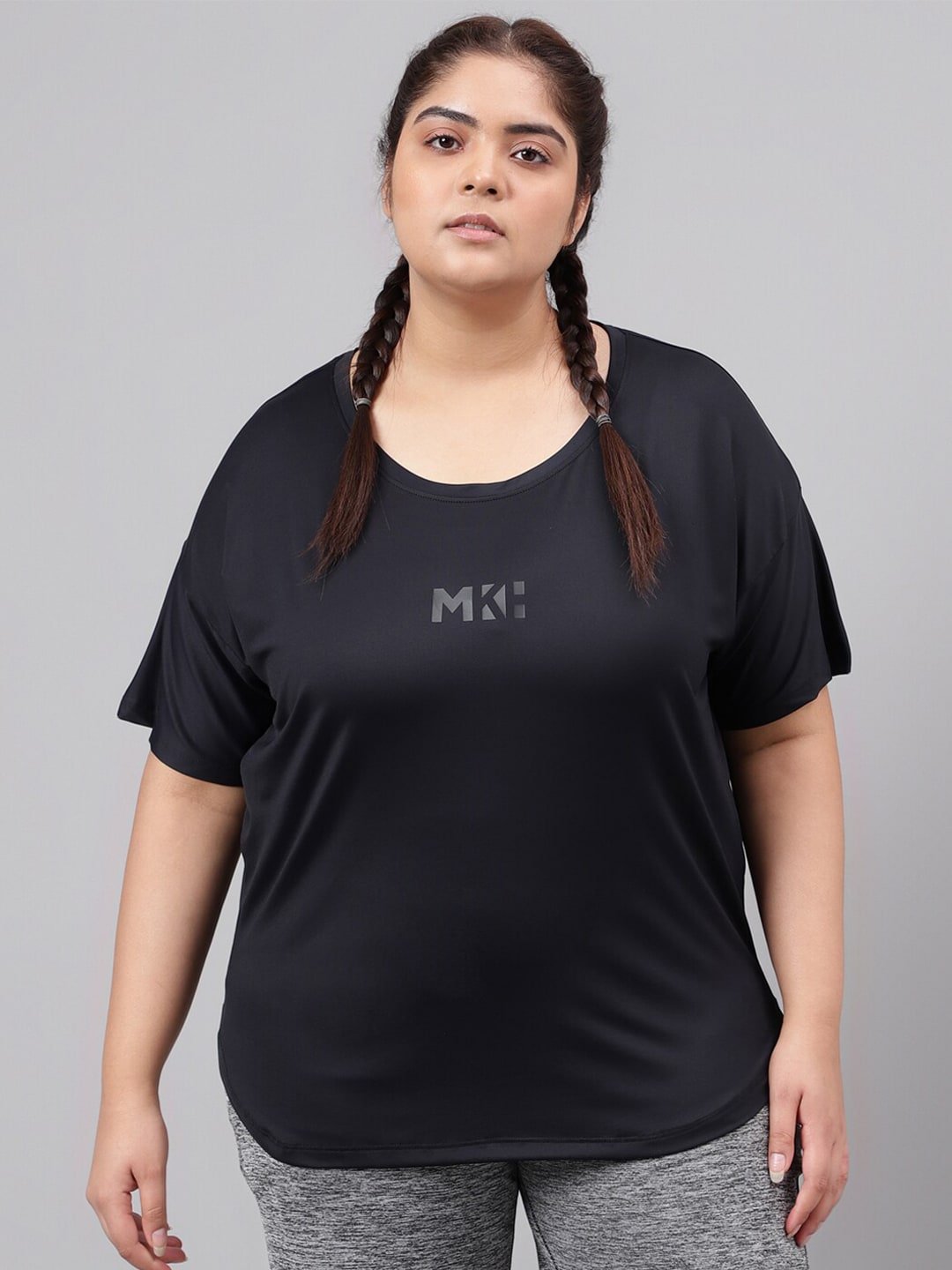 MKH Plus Size Drop Shoulder Sleeves Relaxed Fit Dri-FIT Sports T-shirt - Distacart