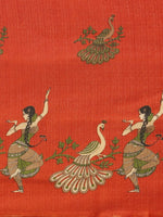Thumbnail for Saree Mall Rust Red & Green Printed Saree - Distacart