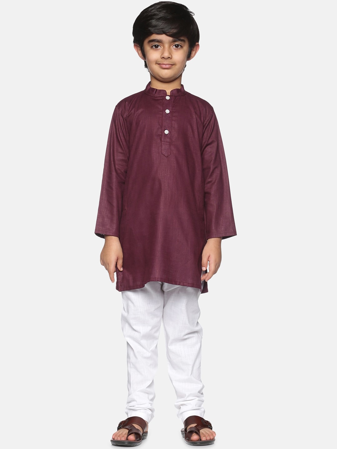 Sethukrishna Boys Maroon Pure Cotton Kurta with Pyjamas - Distacart