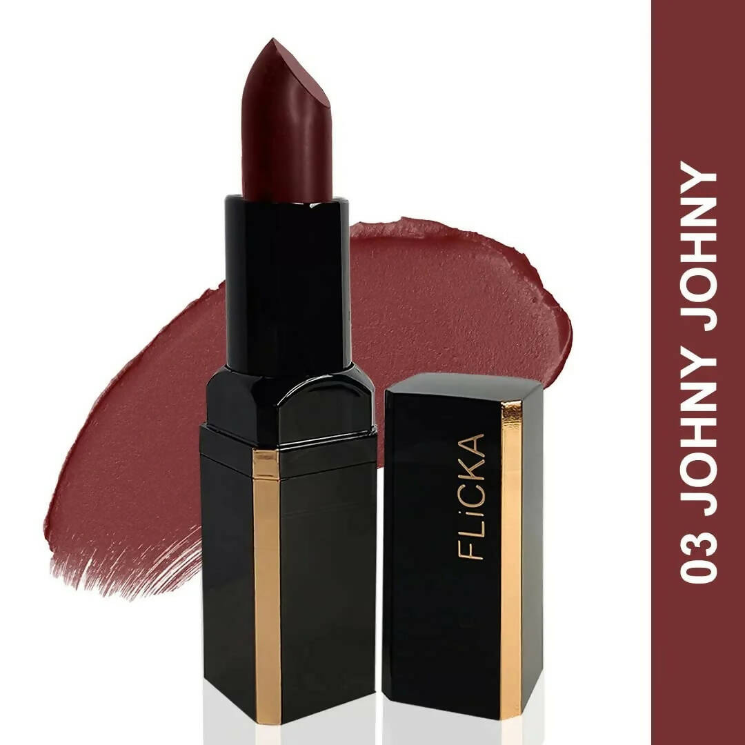 FLiCKA Lip Poetry Matte Lipstick Shade 03 Johny - Deep Maroon - Distacart