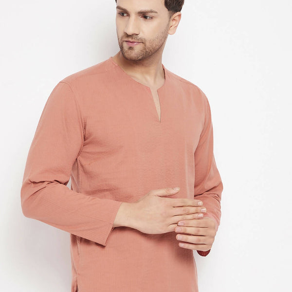 Even Apparels Brown Pure Cotton Men's Kurta With Slit Neckline - Distacart