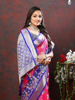 Thumbnail for Lorenvalley Fashion Pink Organza Silk Woven Design with Meenakari Weaving Saree - Distacart