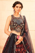 Thumbnail for Maroon Faux Georgette Sequence work Lehenga Choli with Dupatta - Dhvani - Distacart