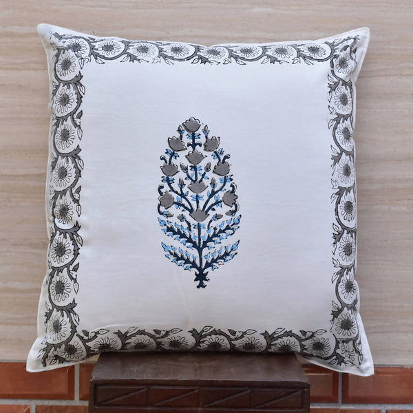 The Decor Nook Grey Floral Pattern With Grey Border Cushion Cover - Distacart