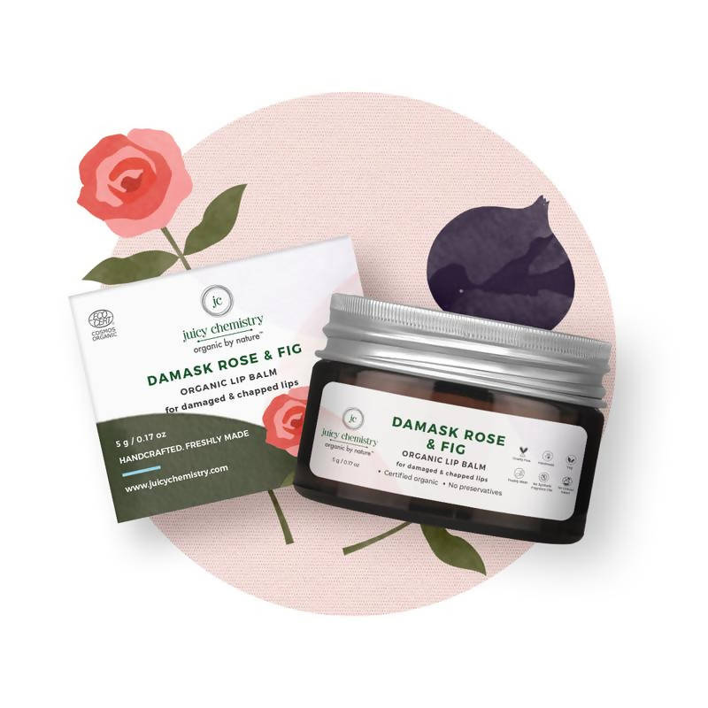 Juicy Chemistry Damask Rose & Fig Lip Balm for Dry & Flaky Lips - Distacart