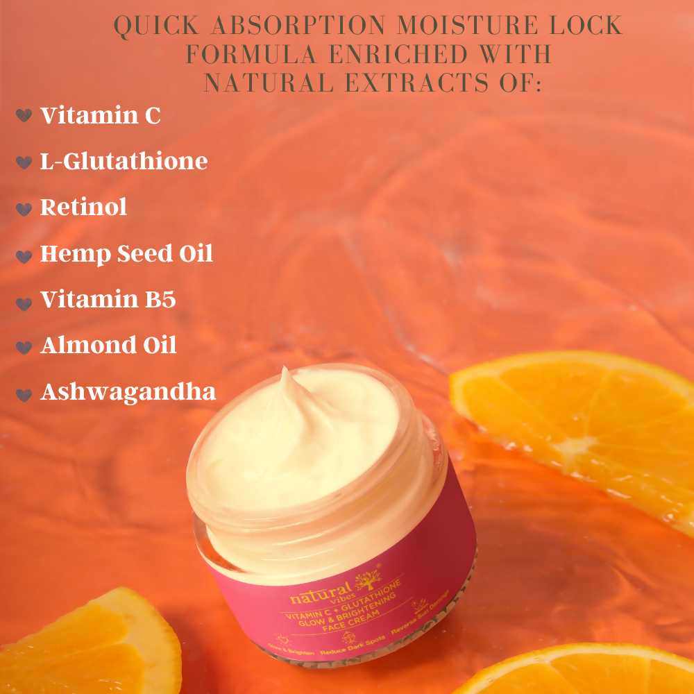 Natural Vibes Vitamin C + Glutathione Glow & Brightening Face Day & Night Cream - Distacart