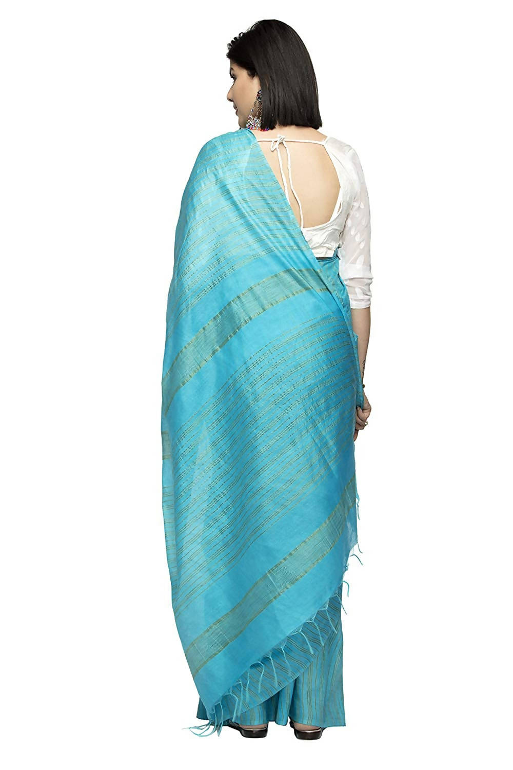 Mominos Fashion Firozi Color Bhagalpuri Saree