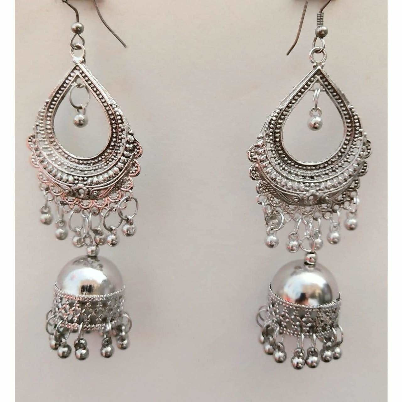 Long Jhumki Good Finishing Afghani Brass Pearl Tassel Earrings