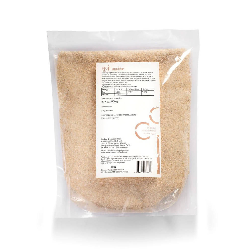 Conscious Food Natural Sprouted Semolina (Wheat Suji)