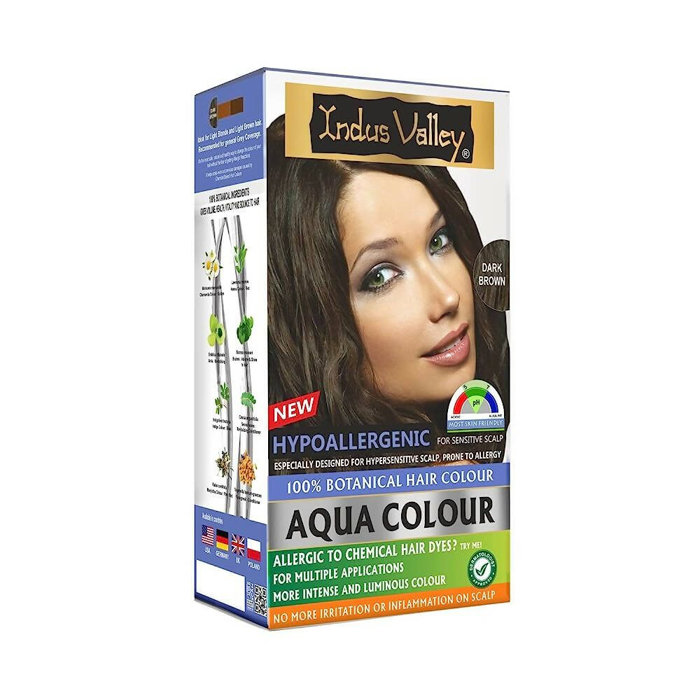 Indus Valley Botanical Hypo Allergic Aqua Color For Hair- Dark Brown - Distacart