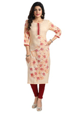 Thumbnail for Snehal Creations Pleasing Peach Rayon Textured Print Long Kurta For Women - Distacart