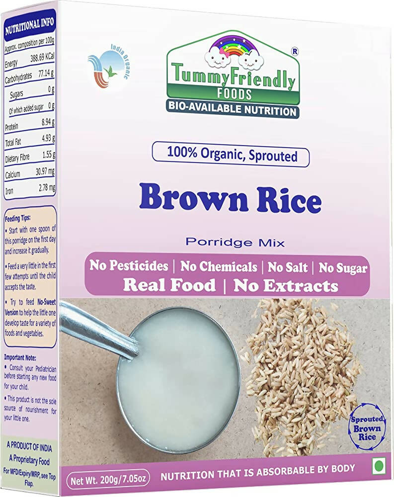 TummyFriendly Foods Organic Sprouted Brown Rice Porridge Mix Organic Baby Food for 6 Months Old - Distacart