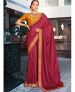 Thumbnail for Maroon Solid Vichitra Saree With Unstitched Blouse Piece - Selena - Distacart