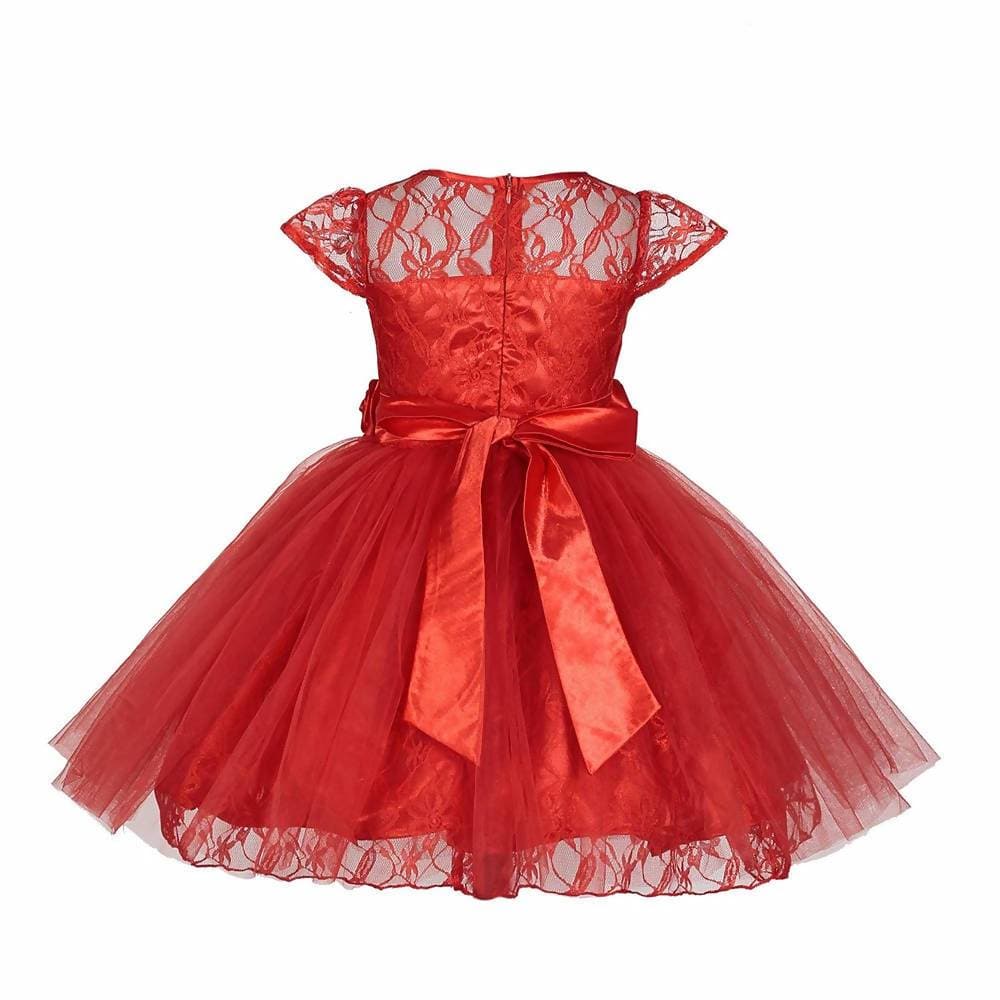 Asmaani Baby Girl's Red Color Satin A-Line Frock (As-Dress_22131) - Distacart