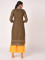 Thumbnail for Cheera Hand Block Print Earth Brown Straight Kurta (MAAI-060K)