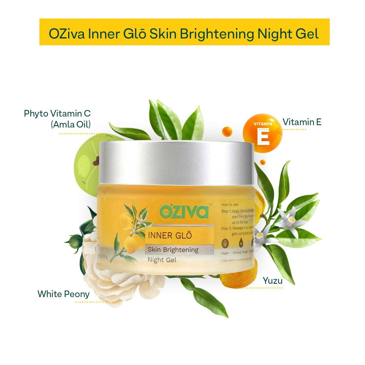OZiva Inner Glo Skin Brightening Night Gel - Distacart