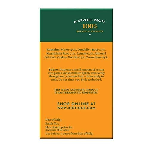 Biotique Advanced Ayurveda Bio Almond and Cashew Fresh Replenishing Hair Serum - Distacart