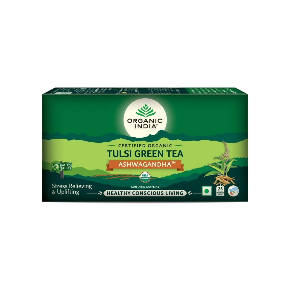 Organic India Tulsi Green Tea Ashwagandha - Distacart