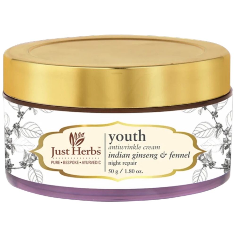 Just Herbs Youth Antiwrinkle Indian Ginseng & Fennel Night Repair Cream - Distacart