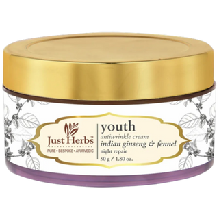 Just Herbs Youth Antiwrinkle Indian Ginseng & Fennel Night Repair Cream - Distacart