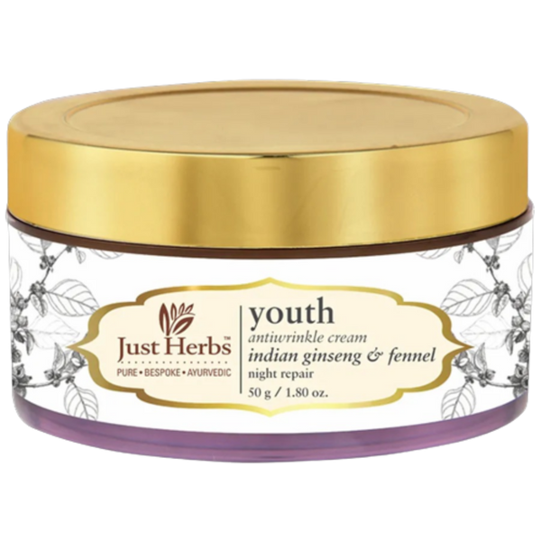 Just Herbs Youth Antiwrinkle Indian Ginseng & Fennel Night Repair Cream - Distacart