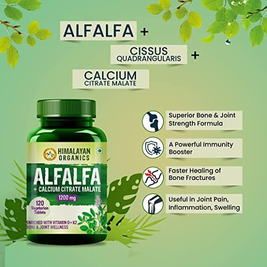 Himalayan Organics Alfalfa + Calcium Citrate Malate 1200mg Tablets - Distacart